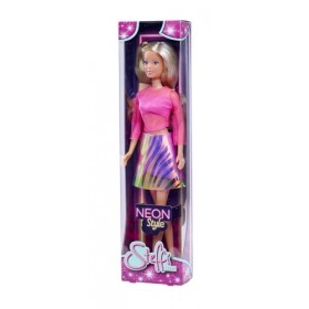Simba 105733665 Steffi Love Neon Style, 2 Couleurs Assorties, Un Seul Article est livré, poupée aux Couleurs Fluo Cool et Jup