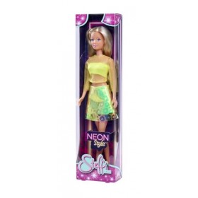 Simba 105733665 Steffi Love Neon Style, 2 Couleurs Assorties, Un Seul Article est livré, poupée aux Couleurs Fluo Cool et Jup