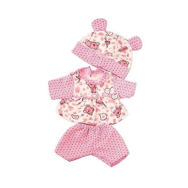 Adorable Ours Rose Pois Set 3 Pièces pour Poupée Poupée - N292, Rose