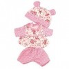 Adorable Ours Rose Pois Set 3 Pièces pour Poupée Poupée - N292, Rose