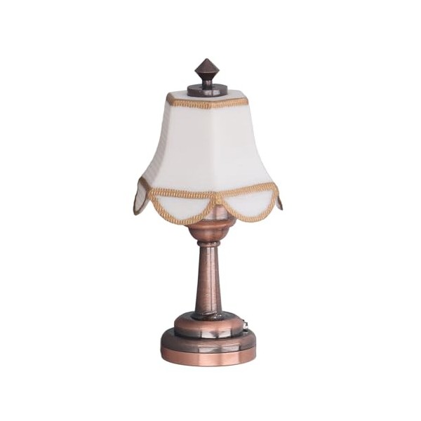 Lampe Table pour Maison de Poupée, échelle 1:12, Lampe de Table Tulipe Miniature, Lumière LED Batterie, Décoration pour Meubl