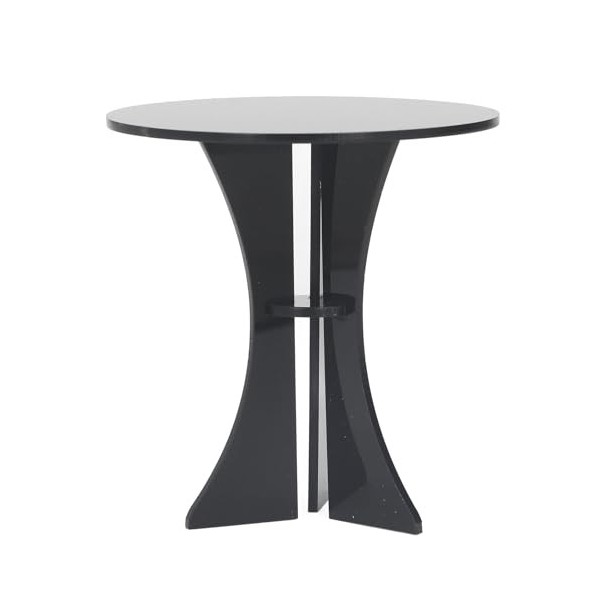 Alomejor Table Ronde pour Maison de Poupée, en Acrylique Noir, Stable et Robuste, Multi-usages, Miniature, pour Décoration à 