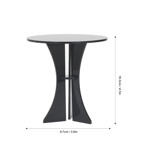 Alomejor Table Ronde pour Maison de Poupée, en Acrylique Noir, Stable et Robuste, Multi-usages, Miniature, pour Décoration à 