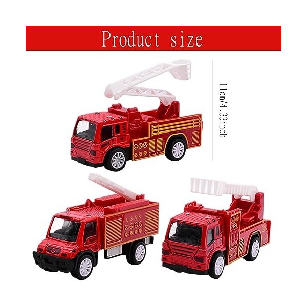 OCDSLYGB 3 Pcs Camion Pompier Jouet - Pompier Jouet Voiture pour Enfant, Mini Sauvetage Camion Comme Camion Jouet pour Enfant
