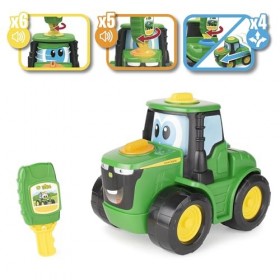 Johnny Tracteur Key & Go de John Deere - Tracteur Jouet interactif 15 Fonctions - Roule, sallume, émet des Sons, Change de V