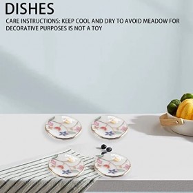 Jufjsfy 15Pcs Ustensiles de The Miniatures en Porcelaine pour de Poupees - Motifs de Fleurs Colorees