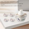 Tsadeer 15Pcs Ustensiles de The Miniatures en Porcelaine pour de Poupees - Motifs de Fleurs Colorees