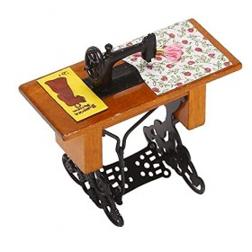 Stuurvnee Vintage Miniature Machine a avec Tissu pour 1/12 echelle de Poupee Decoration