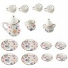 AMIEL 15Pcs Ustensiles de The Miniatures en Porcelaine pour de Poupees - Motifs de Fleurs Colorees