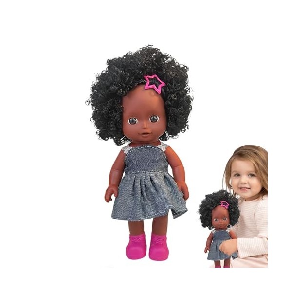 Poupées Reborn Noir, Poupée Reborn Bébé Fille Poupées, Poupée Fille Noire Africaine aux Cheveux bouclés de 10 Pouces, poupées