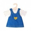 Heless- Heart 2052 – Ensemble de vêtements pour poupées en Or 2 pièces avec Robe à Bretelles en Jean et T-Shirt, Taille 35-45