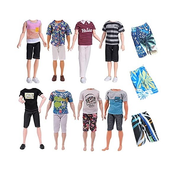 Carreuty Lot de 5 vêtements de poupée avec 3 robes de poupée et 2 shorts de plage aléatoires pour filles