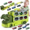 VATOS Jouet de camion dinosaure pour garçons âgés de 3 4 5 6 ans - Circuit de course portable - Jouet de camion avec 6 voitur