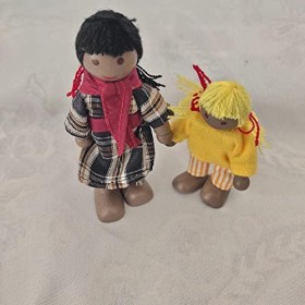 duhe189014 Poupées articulées en Bois comme Jeu Familial Afro-américain, Maison poupée avec Figurines Miniatures avec 7 Membr