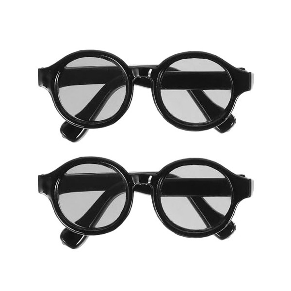 Toyvian 2 Paires De Petites Lunettes De Poupée Verres Transparents Lunettes en Tissu Poupée Habiller Lunettes Rétro Noir Mini