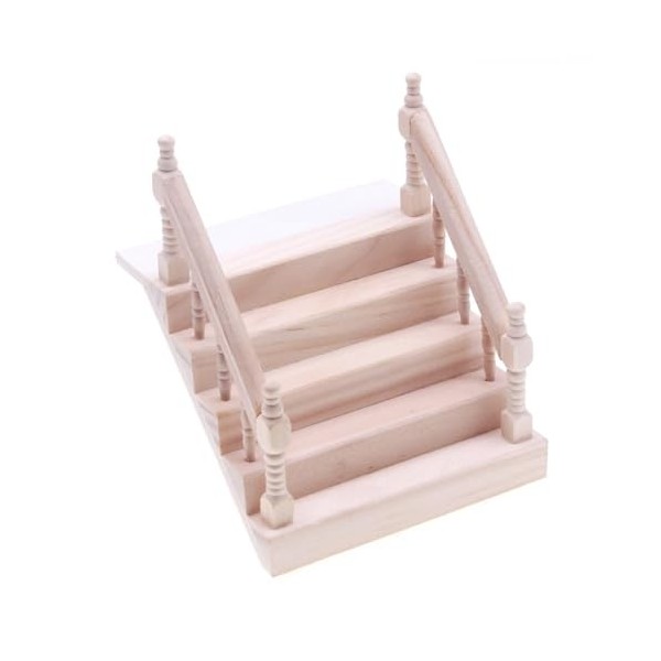 LHYTDBFP Escaliers Miniatures 1:12 Scale Dollhouse Furniture Handrail en Bois DIY ESCAURCHE Une POUPE Accessoires Plains MODÈ