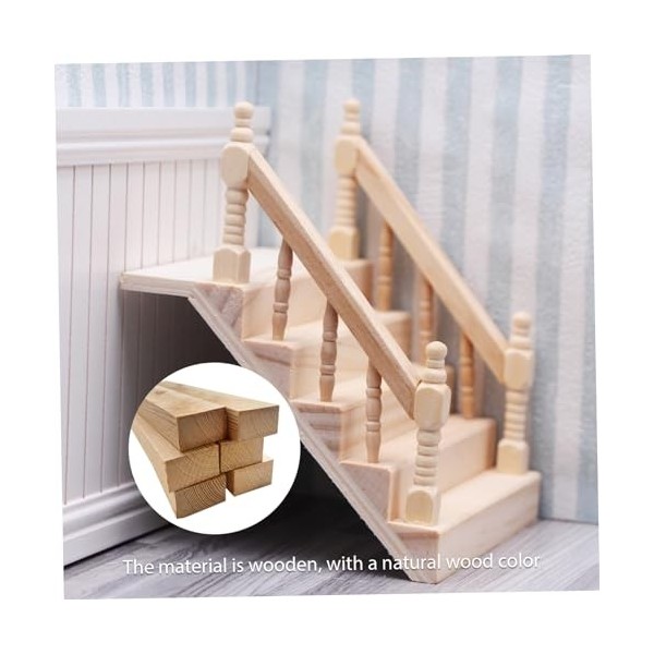 LHYTDBFP Escaliers Miniatures 1:12 Scale Dollhouse Furniture Handrail en Bois DIY ESCAURCHE Une POUPE Accessoires Plains MODÈ