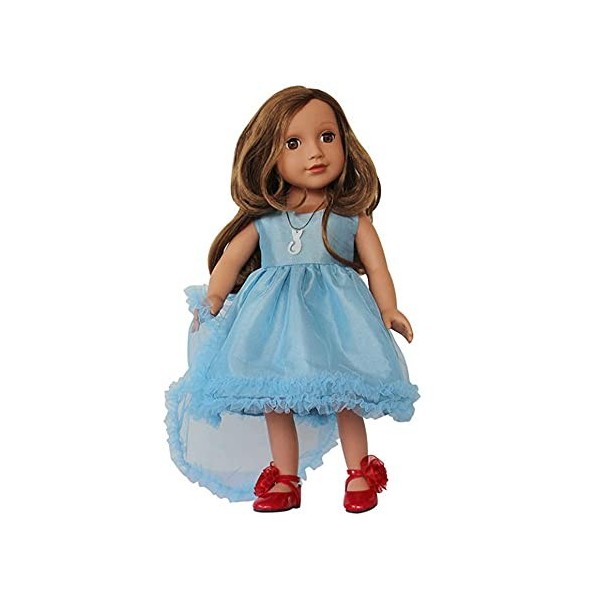 Hinleise Ensemble de vêtements de poupée pour poupée American Girl de 45,7 cm – Robe de princesse bleue pour accessoire de po