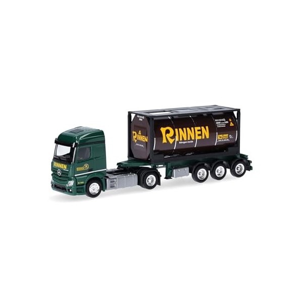 Herpa Maquette Camion Mercedes-Benz Actros 18 Streamspace 2.3 Semi-remorque pour conteneurs-citernes Rinnen, échelle 1/87, Mo