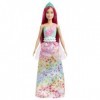 Barbie Poupée Royal Dreamtopia Cheveux Roses Avec Corsage Scintillant, Jupe À Fleurs Mulitcolores Et Accessoire Pour Cheveux,