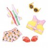 Glitter Girls Deluxe Vêtements de poupées 36 cm Tenue de plage et de piscine - Maillot de bain, lunettes de soleil, gilet de 