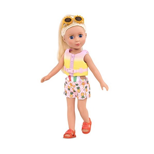 Glitter Girls Deluxe Vêtements de poupées 36 cm Tenue de plage et de piscine - Maillot de bain, lunettes de soleil, gilet de 