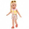 Glitter Girls Deluxe Vêtements de poupées 36 cm Tenue de plage et de piscine - Maillot de bain, lunettes de soleil, gilet de 