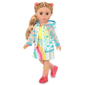 Glitter Girls GG50096Z -Tenue Smile! Rain Or Shine – Robe Arc-en-Ciel, Pinces à Cheveux, Imperméable et Bottes de Pluie – Com