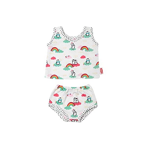 Heless 2120 – Ensemble de sous-vêtements pour poupées Motif Pingouin à Pois 2 pièces avec Maillot de Corps et Slip, Taille 35