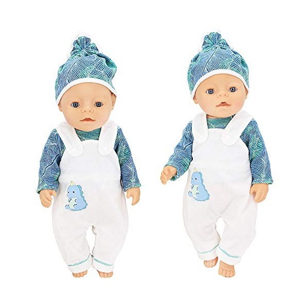 ZWOOS Vêtements de Poupée pour New Born Baby Poupée, Tenues avec Chapeau pour Poupée 35-45 cm Vert 