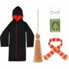Vêtements pour Poupée, Vêtements de Poupée Elfe avec écharpe Balai Lunettes Livres Miniatures, Uniforme de Poudlard de Poupée