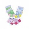 Heless 8791-Vêtements Amusants, Set de 3 Chaussettes aux Motifs colorés en 3 Designs, pour poupées et Animaux en Peluche de 2