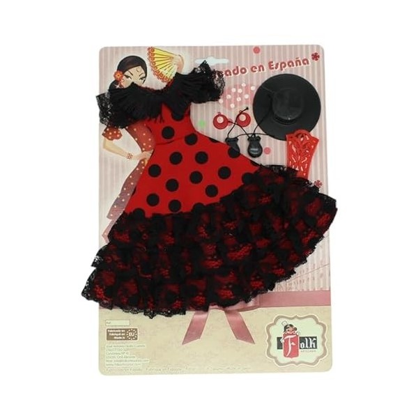 Blister Robe et Accessoires Flamenca poupée Mannequin Américaine andalouse Pois Folk Artisanat RN