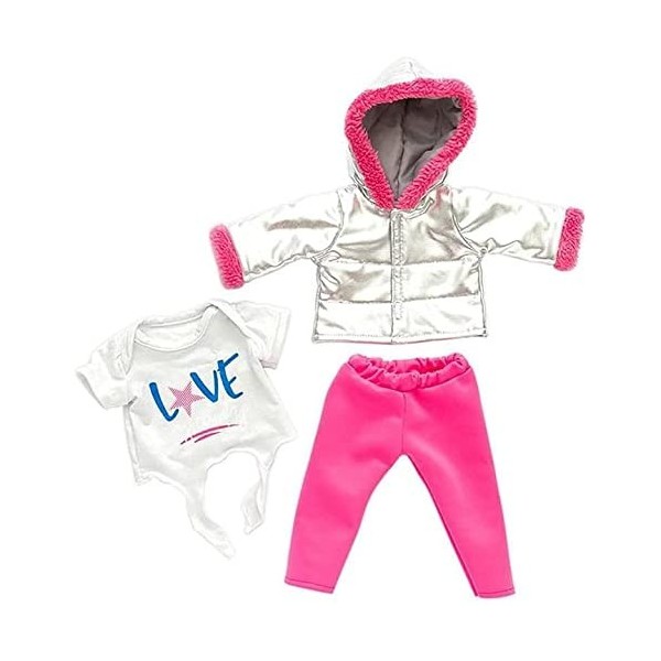 Aeromdale Vêtements de poupée pour poupée américaine de 46 cm - Doudoune T-shirt Pantalon Custume Tenues Accessoire - E