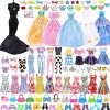 12 PCS Vêtement et Accessoires de Poupée 1 Vêtements dhiver 3 Tenues Top+ Pantalons 5 Mini Robes pour Poupée Fille de 11,5