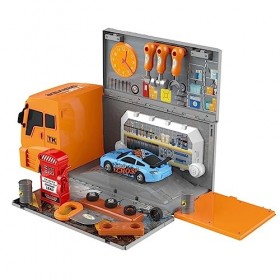 Brigamo Jouet 2 en 1 pour camion avec atelier et voiture jouet 36 pièces