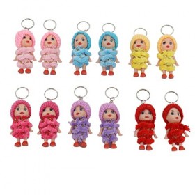 12 Pièces Mini Poupée Porte-clés Petite Poupée Porte-clés Ensemble Belles Petites Poupées Porte-clés Portable Sac à Main Port