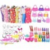 Volumoon 70pcs Vêtements & Accessoires de Poupée, Comprenant 10 Robes Chics + 20 Paires Chaussures + 10 Sac + 30 Accessoires,