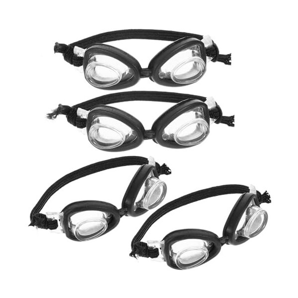 Toyvian 4 Pièces Poupée Lunettes De Natation Miniatures Lunettes deau Poupée Habiller Lunettes Mini Rétro Lunettes De Soleil