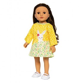 Heless 2355-Vêtements Design Bunny Lou, Robe Tunique avec Application Lapin et Motif Fleuri pour poupées et Animaux en Peluch