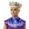 Barbie Poupée Ken Prince, blond avec couronne dorée, tunique bleue et bottes de cavalier, conte de fées, Jouet Enfant, Dès 3 