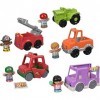 Fisher-Price Little People Coffret Balade en Voiture, 5 véhicules à pousser et 5 figurines Little People, jouet pour enfant o