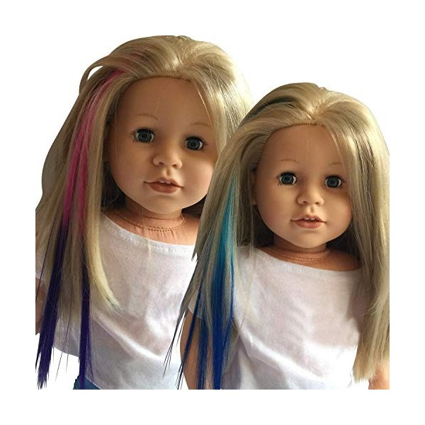 The New York Doll Collection Cheveux Agrafe Extensions pour 18 pouces / 46 cm Poupées - Poupée Perruque Pièce - Blanc/Rose & 