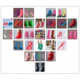 GIVBRO Chaussures à Talon Haut pour poupée 40 Paires de Chaussures aléatoires