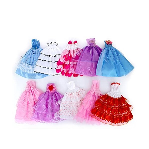 CUCUFA Robes de Robe de fête de Mariage, Costumes de poupée, 10 PC Vêtements Faits à la Main, Miunana Princess Party Clothes 