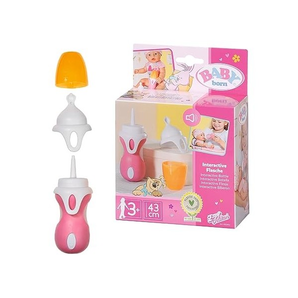 Zapf Creation Baby Born Interactive Biberon & Cuillère – pour Les poupées de 43 cm – Contient 2 Attaches pour Les Petites Mai