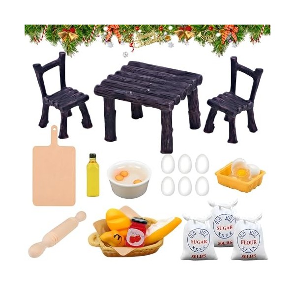 Accessoires de Cuisine Miniature, Ensemble de Cuisson Miniature,Accessoires Miniatures Pâtisserie Set,Kit Lutin farceur de No