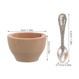 EXCEART 2 Ensembles De Bols Et Cuillères Miniatures 1:12 Accessoires De Cuisine pour Maison De Poupée Ensemble De Dîner pour 