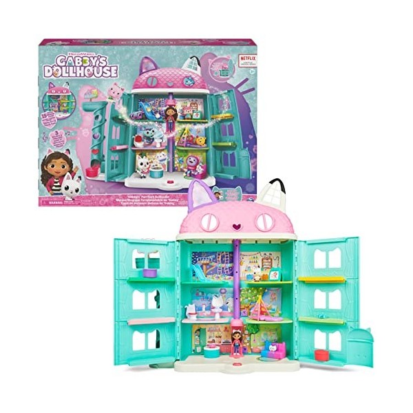 Gabby et la maison magique - Gabbys Dollhouse - Maison de Poupée Interactive Avec 2 Figurines + 15 Accessoires - Reproduis L