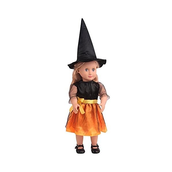 DUORUIMI Vêtements de poupée Halloween sorcière avec chapeau pour poupée American Girl 45,7 cm